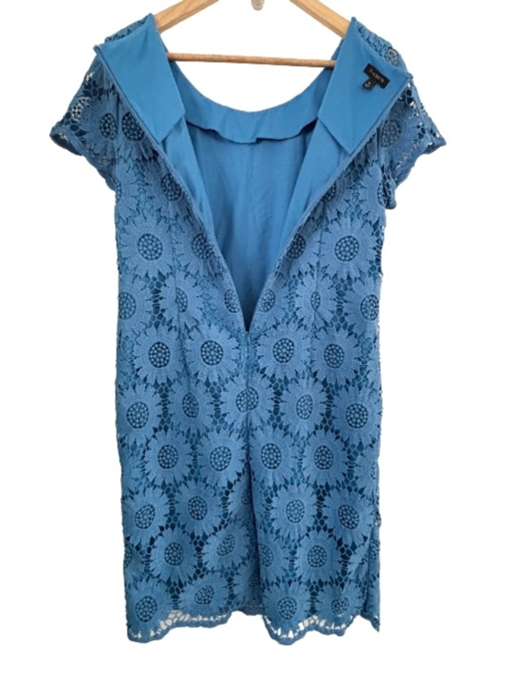 Talbots sunflower lace cornflwr blu sheath drss SZ 10 garden party coquette girl - Picture 7 of 9